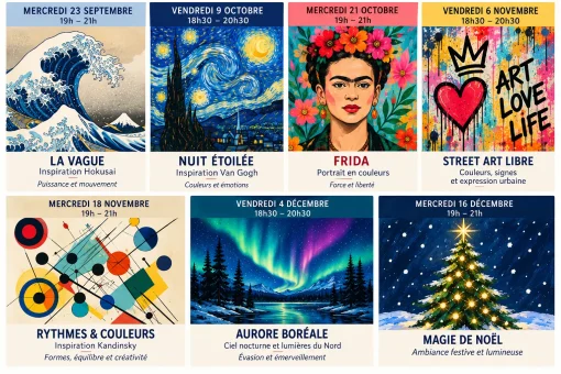 Programme ateliers de peinture septembre decembre 2026 Nancy gabel artiste Bordeaux